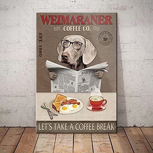 Home Bathroom Break - Poster Logam Anjing Weimaraner Kopi, Ayo