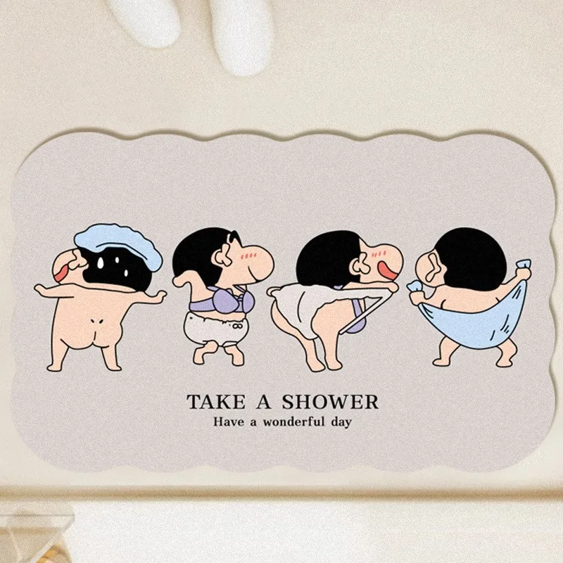 Home Goods Bathroom Mats - Tikar lantai kartun lucu, krayon shin-chan