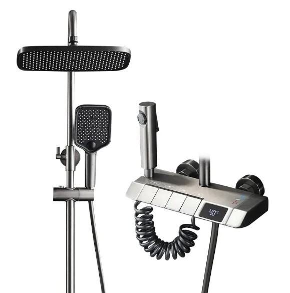 Home Bathroom Set - Set Shower Piano Warna Abu-abu Kuningan