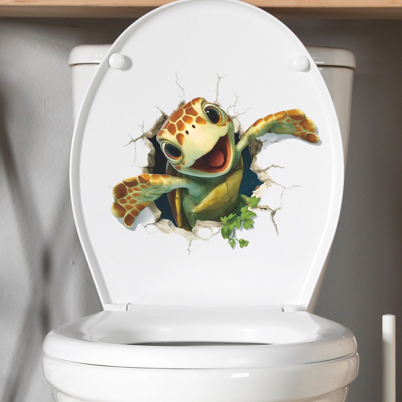 Home Bathroom Break - Stiker Dinding Kamar Mandi Bentuk Kura-Kura