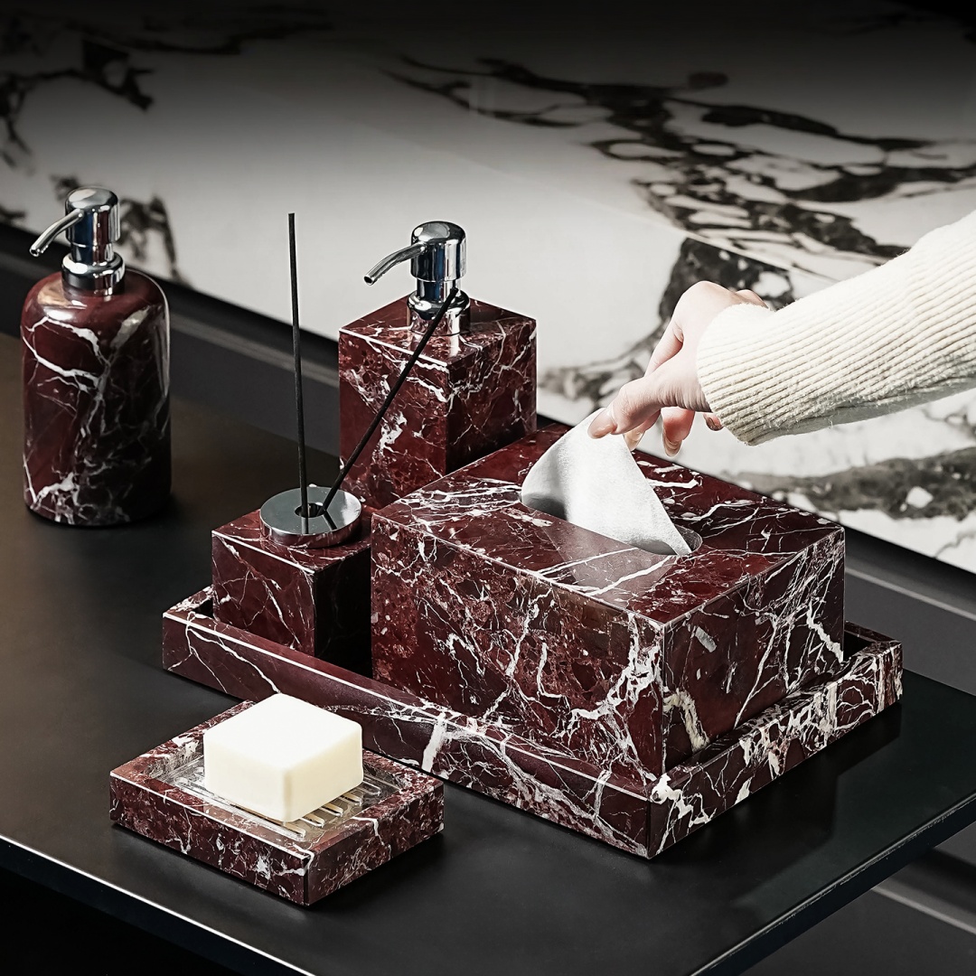 Home Bathroom Essentials - Aksesoris Kamar Mandi Marmer Alami Mewah