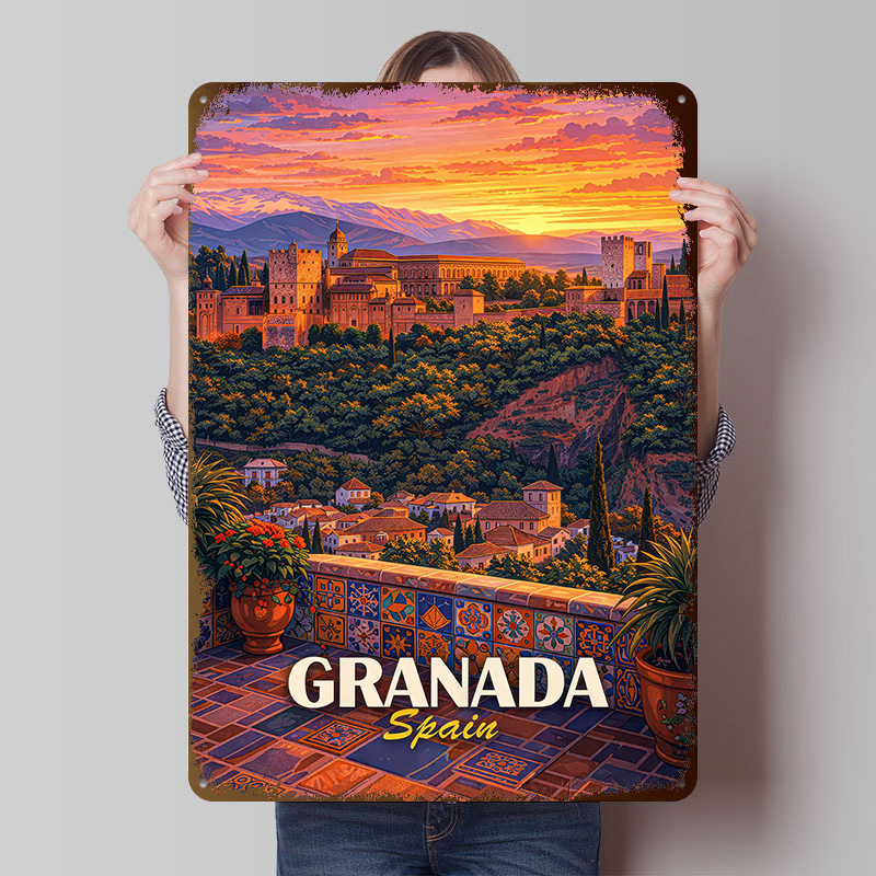 Home Bathroom Fan - Poster Timah Matahari Terbenam Alhambra Spanyol