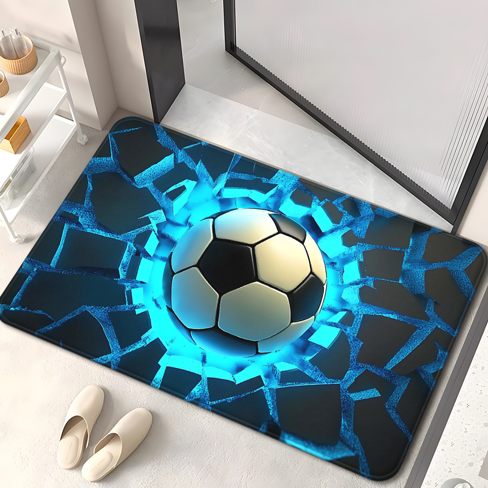 Home Bathroom Break - Karpet Flanel Tema Sepak Bola Anti-selip