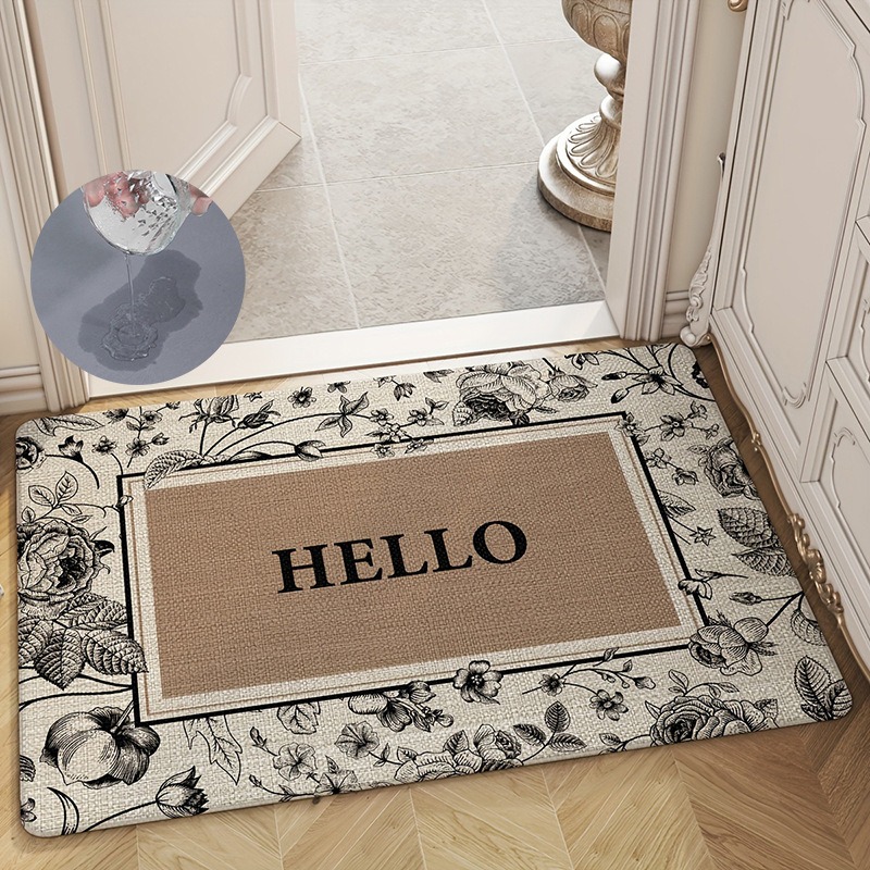 Home Bathroom Cleaning Machine - Keset Pintu Motif Retro Anti-selip Karpet