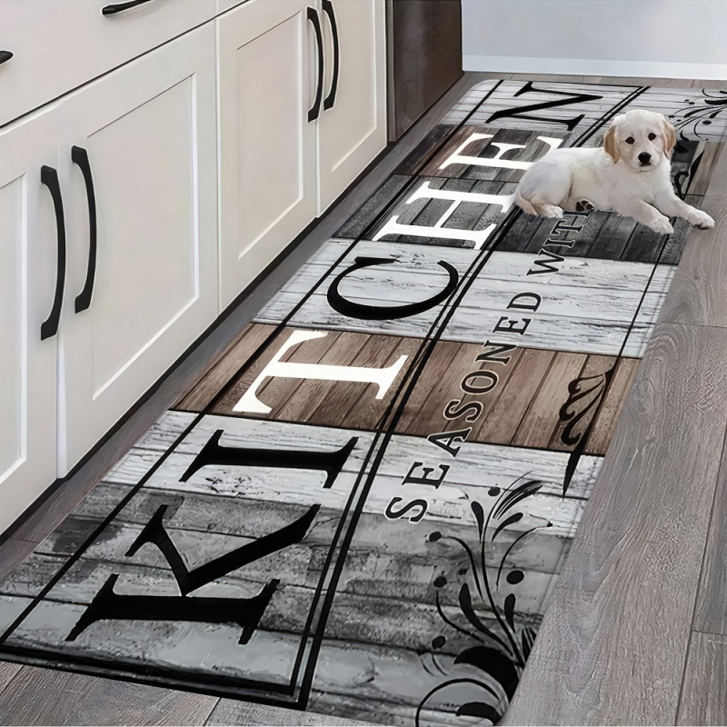 Home Bathroom Cleaning Machine - VIKAMA Karpet Dapur Motif Kayu Retro
