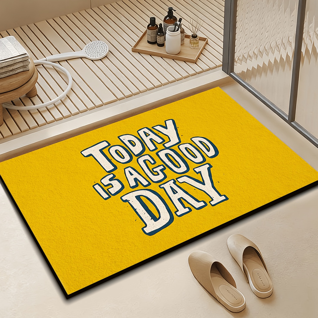 Home Goods Bathroom Mats - Keset Pintu Kuning dengan Tulisan 