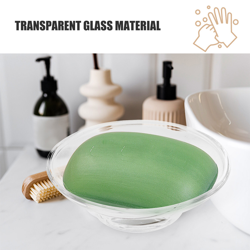 2 Buah Wadah Sabun Kaca Transp - Glass Soap Dish ulasan dan harga