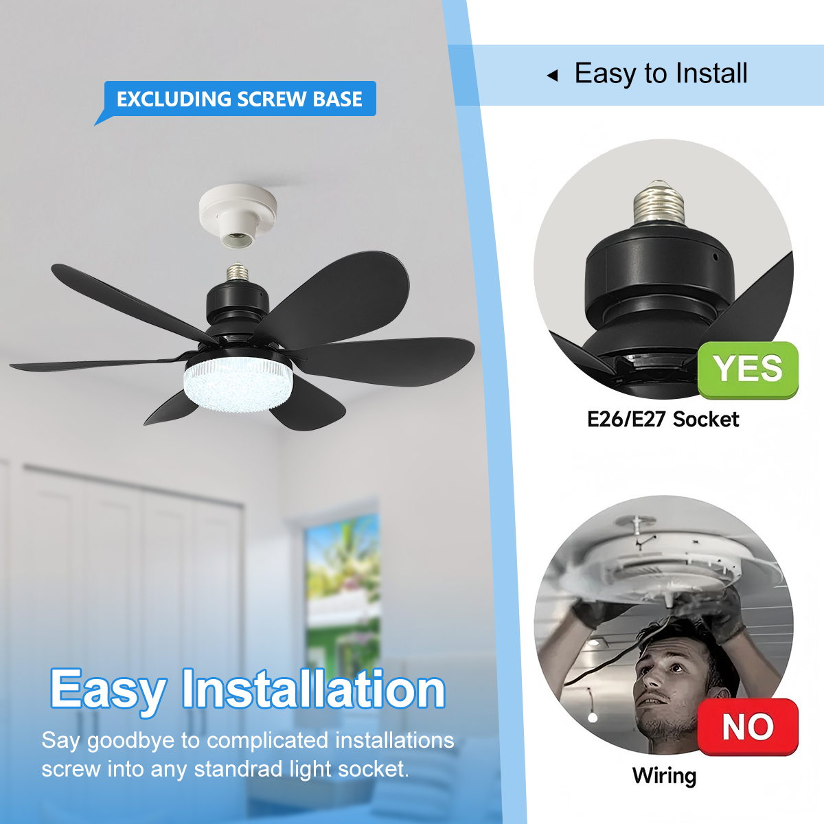 E27 Lampu Kipas Langit-langit  - Home Bathroom Fan ulasan dan harga